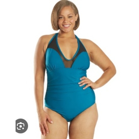 Speedo Other - Speedo Teal Blue One Piece Swimsuit Halter Ruched‎ Plus Size Women's Size 20
